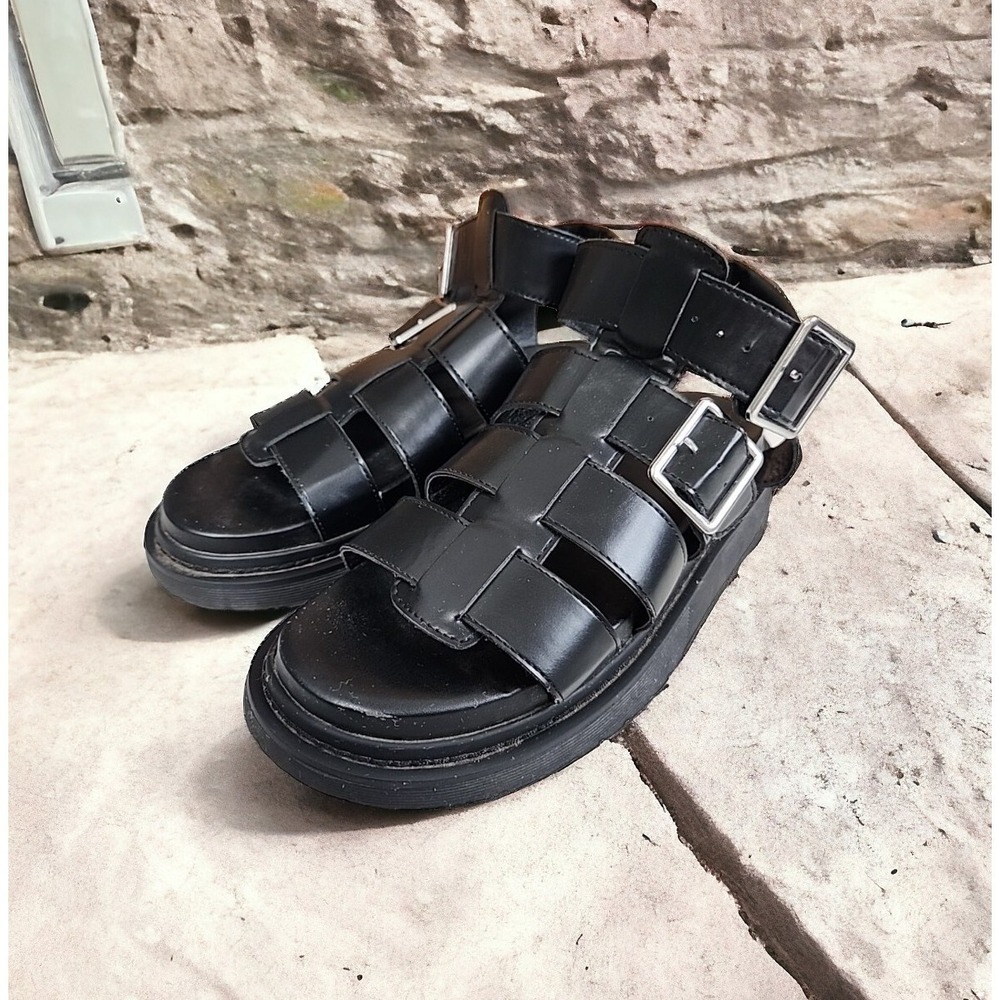 Vtg‎ Y2K No Boundaries Sandals Black Chunky Platform Fisherman Shoes 90s EUC